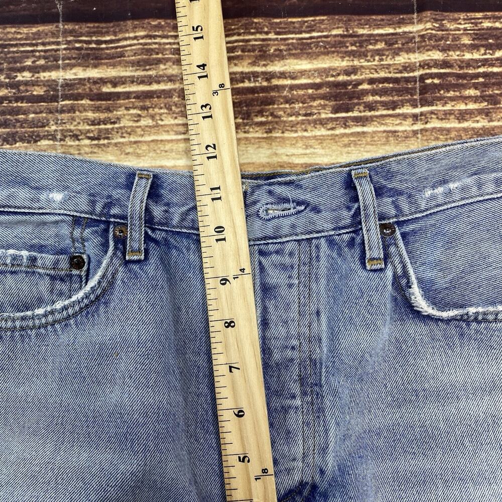 AGOLDE Cut Off Jean Shorts Button Fly Distressed Denim Size 29 Denim 2” Inseam - Picture 10 of 10